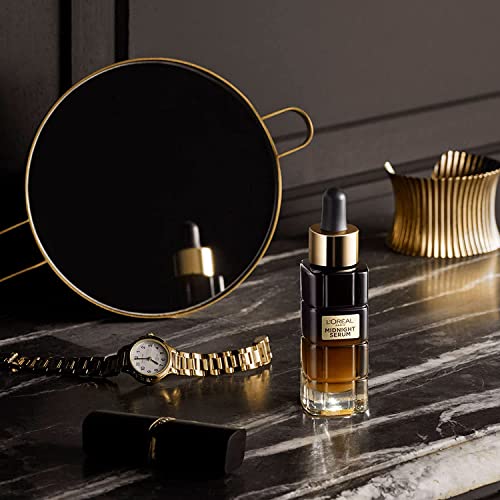L'Oreal Paris Age Perfect Midnight Serum application showing smooth, fast-absorbing night care.
