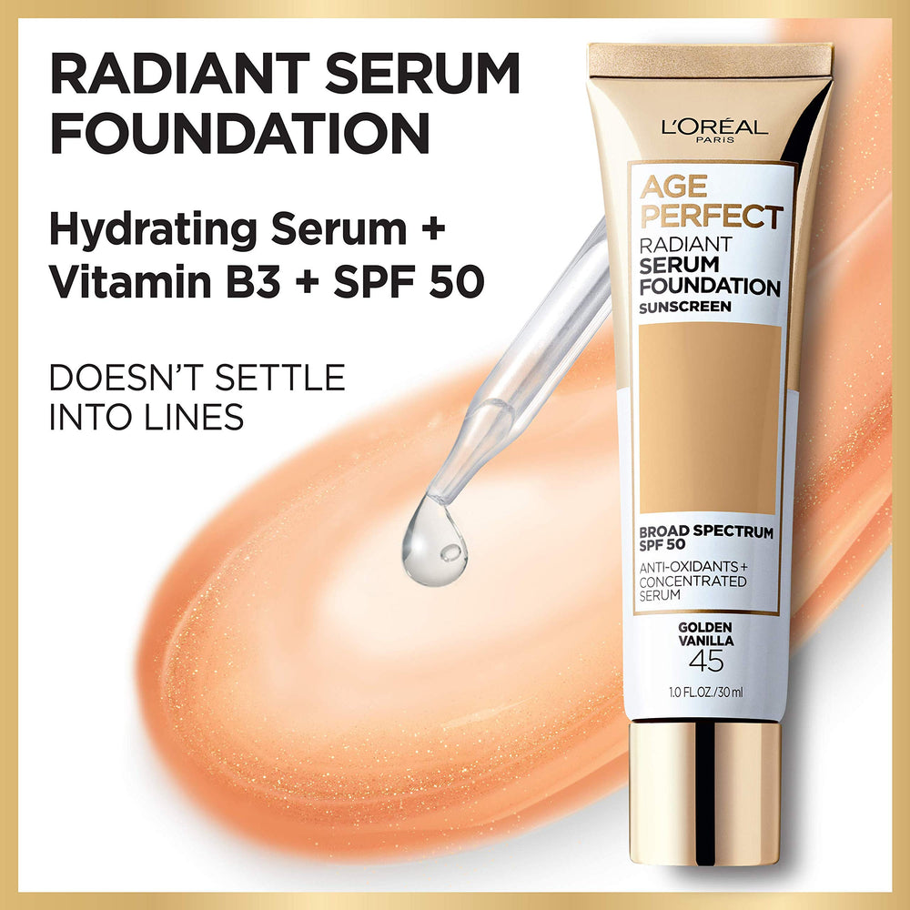 L'Oreal Paris Age Perfect Radiant Serum Foundation on hand demonstrates even tone blending