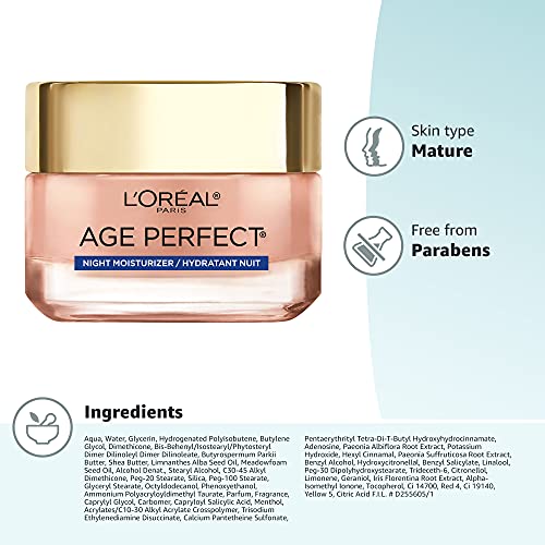 L'Oreal Paris Age Perfect Rosy Tone image hints at improved firmness and elasticity.