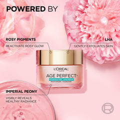L'Oréal Paris Age Perfect Rosy Tone cream bottle, dermatologist-tested for sensitive skin comfort.