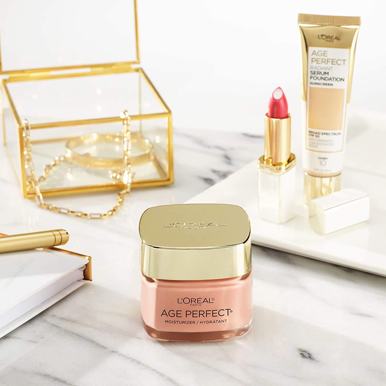 L'Oreal Paris Age Perfect Rosy Tone Imperial Peony Extracts close-up demonstrates gentle radiance.
