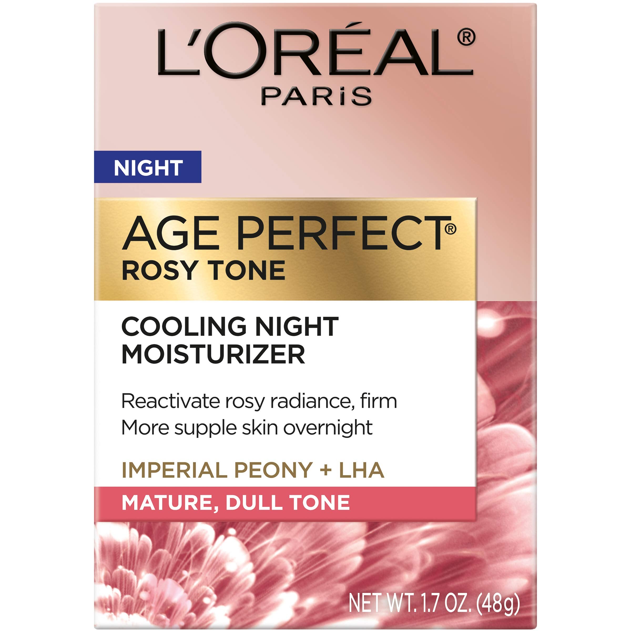 L'Oreal Paris Age Perfect Rosy Tone with rosy pigments swatch promotes revived rosy radiance.