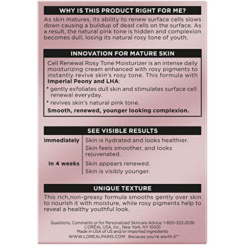 L'Oreal Paris Age Perfect Rosy Tone texture highlights rich non-greasy moisturization.