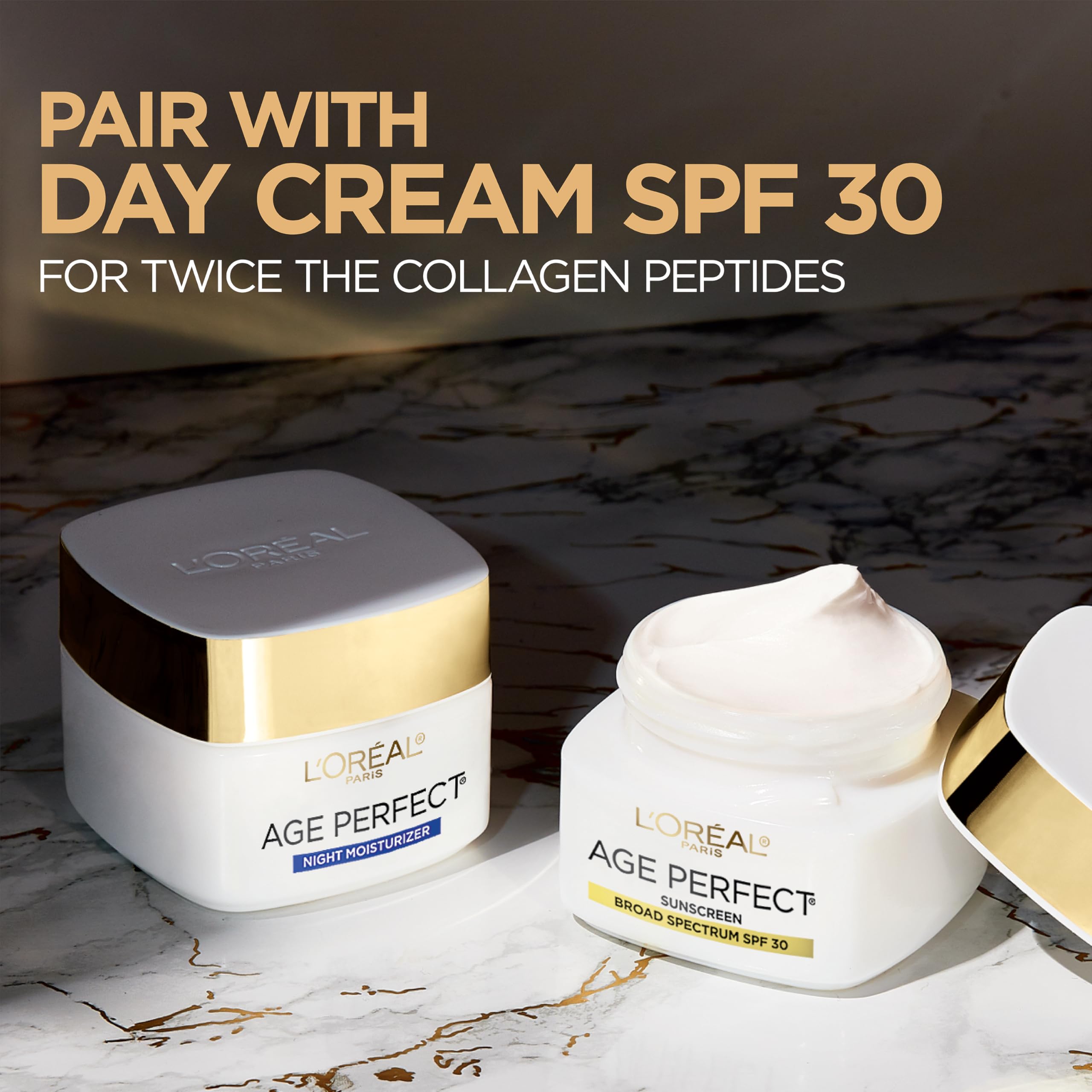 L'Oreal Paris Age Perfect skin before-after concept visual.