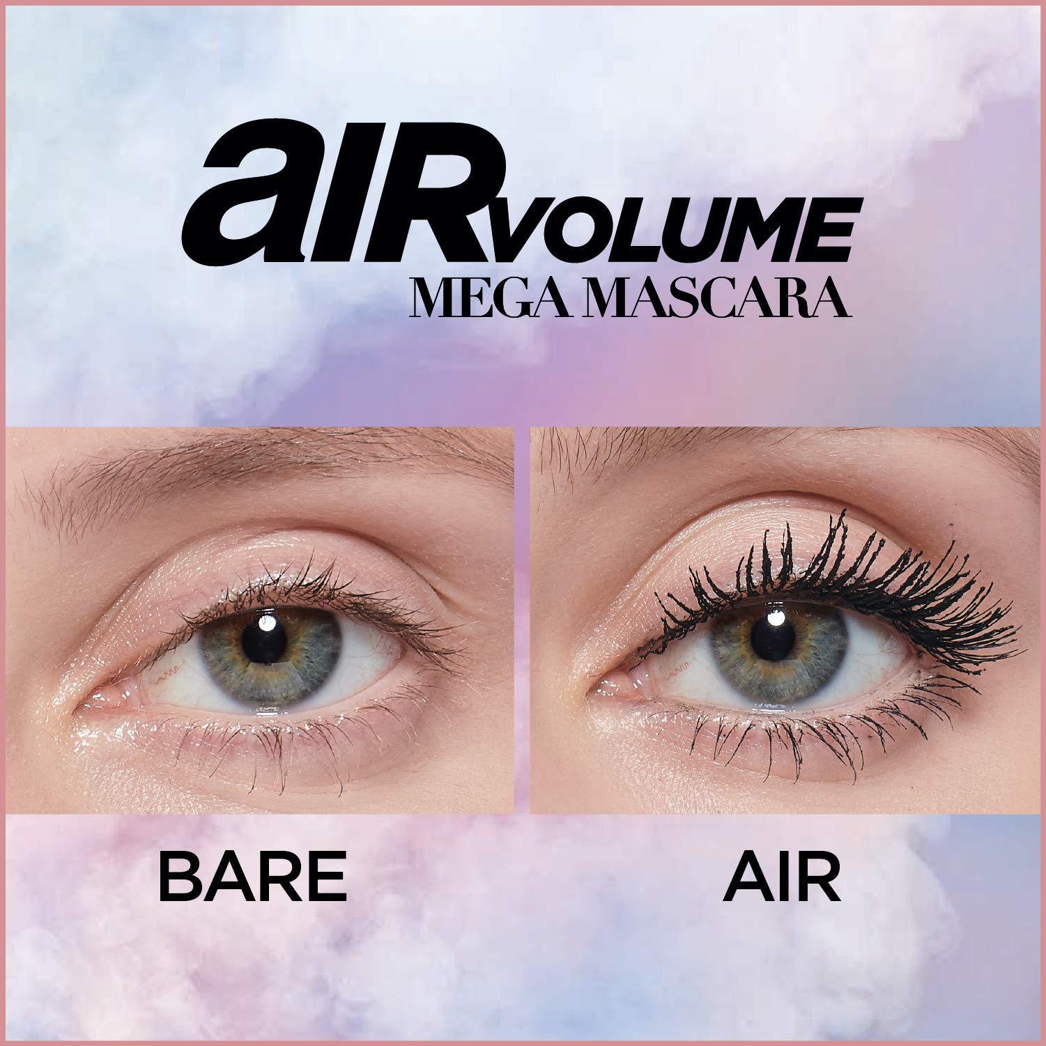 L'Oreal Paris Air Volume Mega Mascara: empaque rosado metálico que protege la fórmula aireada.