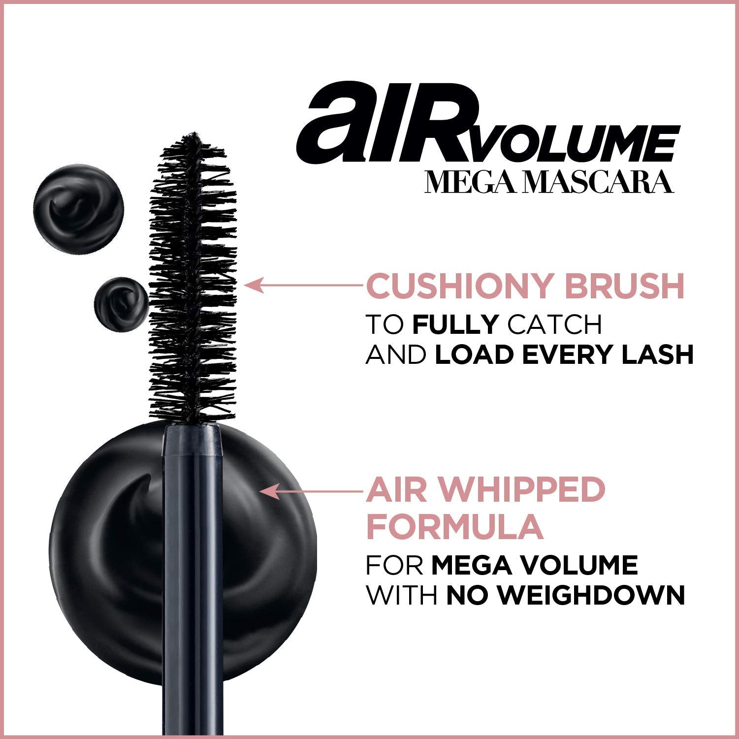 L'Oreal Paris Air Volume Mega Mascara: tono negro intenso para mirada marcada.
