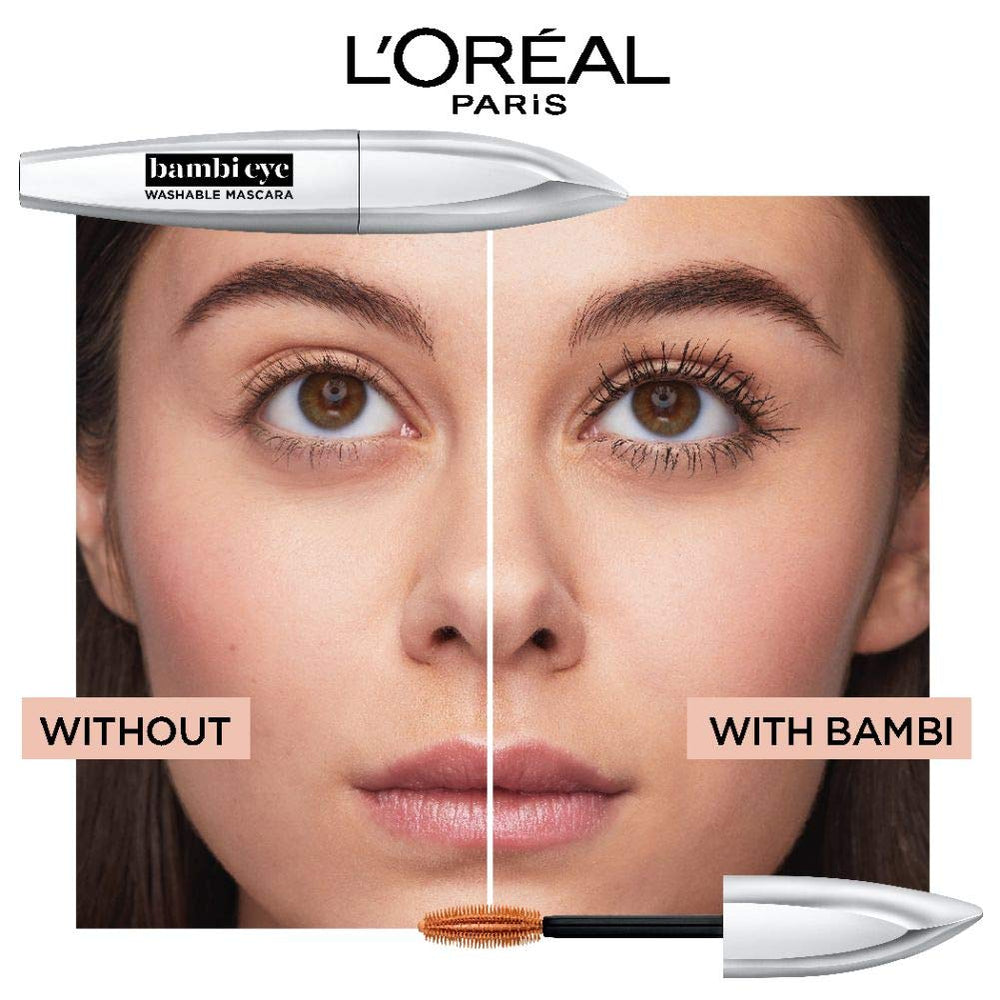 L'Oreal Paris Bambi Eye Mascara packaging on a vanity for easy purchase