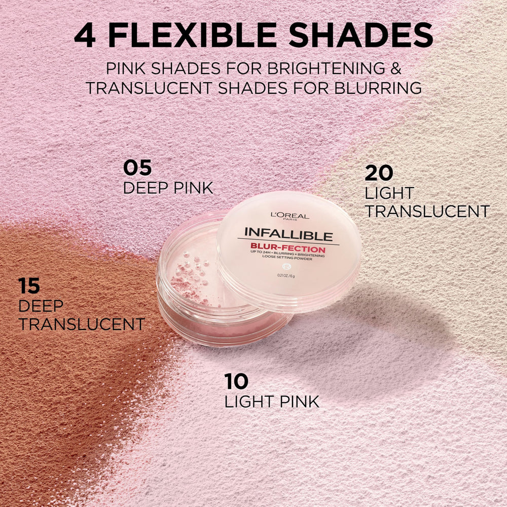 L'Oreal Paris display of shade options illustrating selection for different skin tones