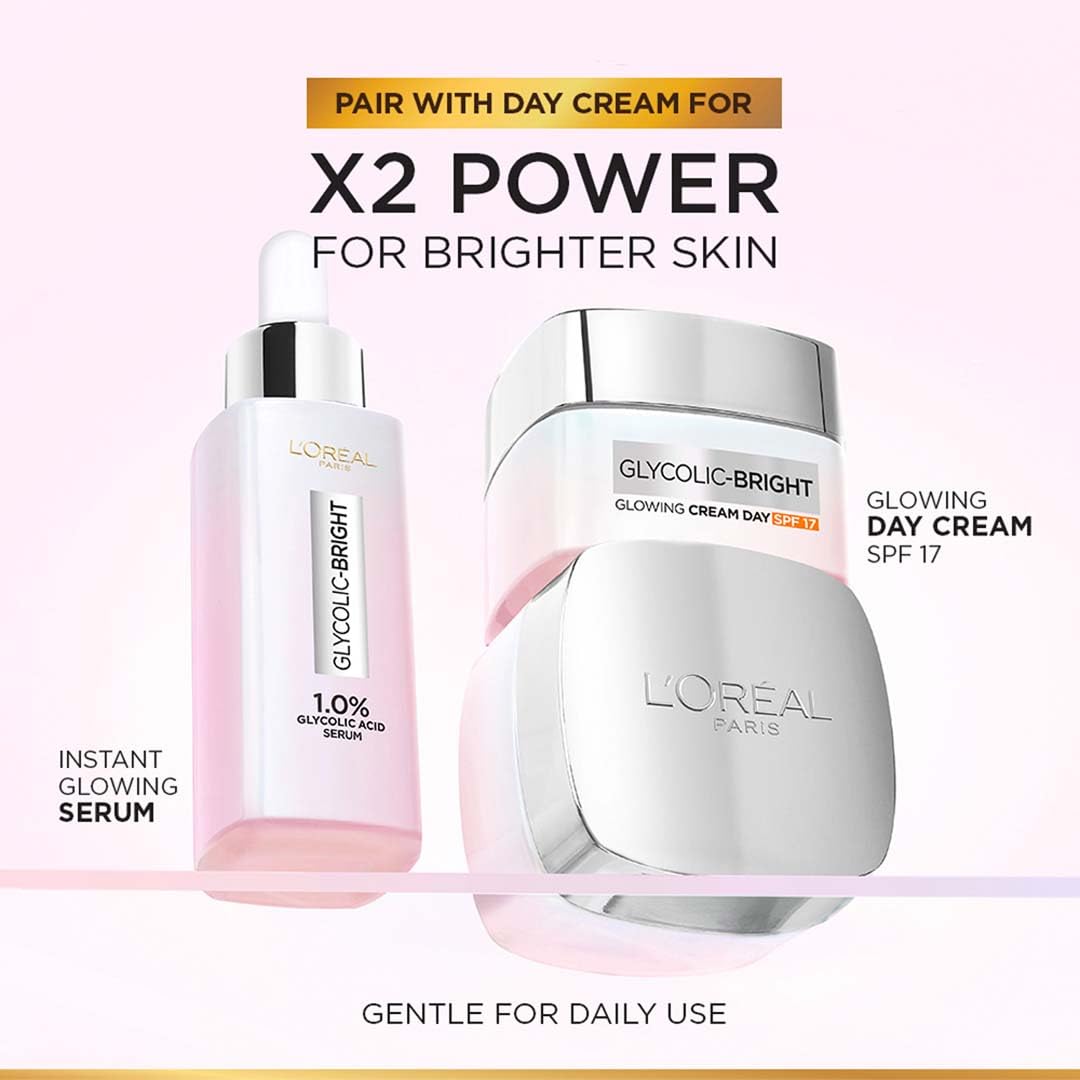 L'Oréal Paris Brightening Serum niacinamide graphic emphasizes barrier support