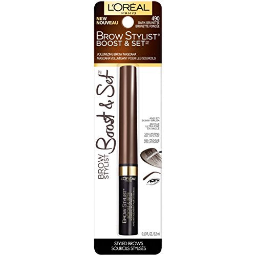 L’Oréal Paris Brow Stylist Boost & Set angled brush applying precise brow hairs