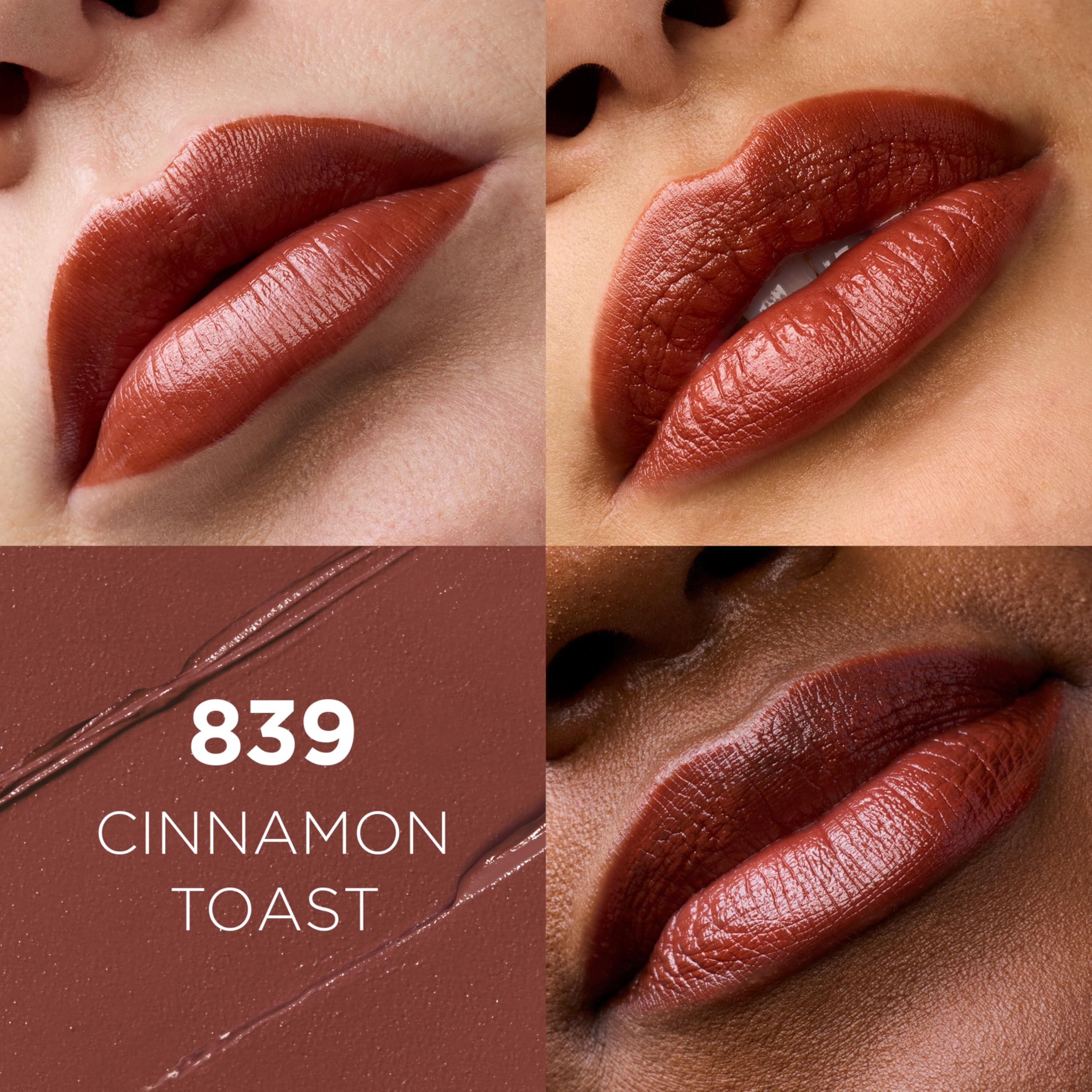 L'Oreal Paris Colour Riche Cinnamon Toast swatch demonstrates warm nude-brown shade and hydrating feel.