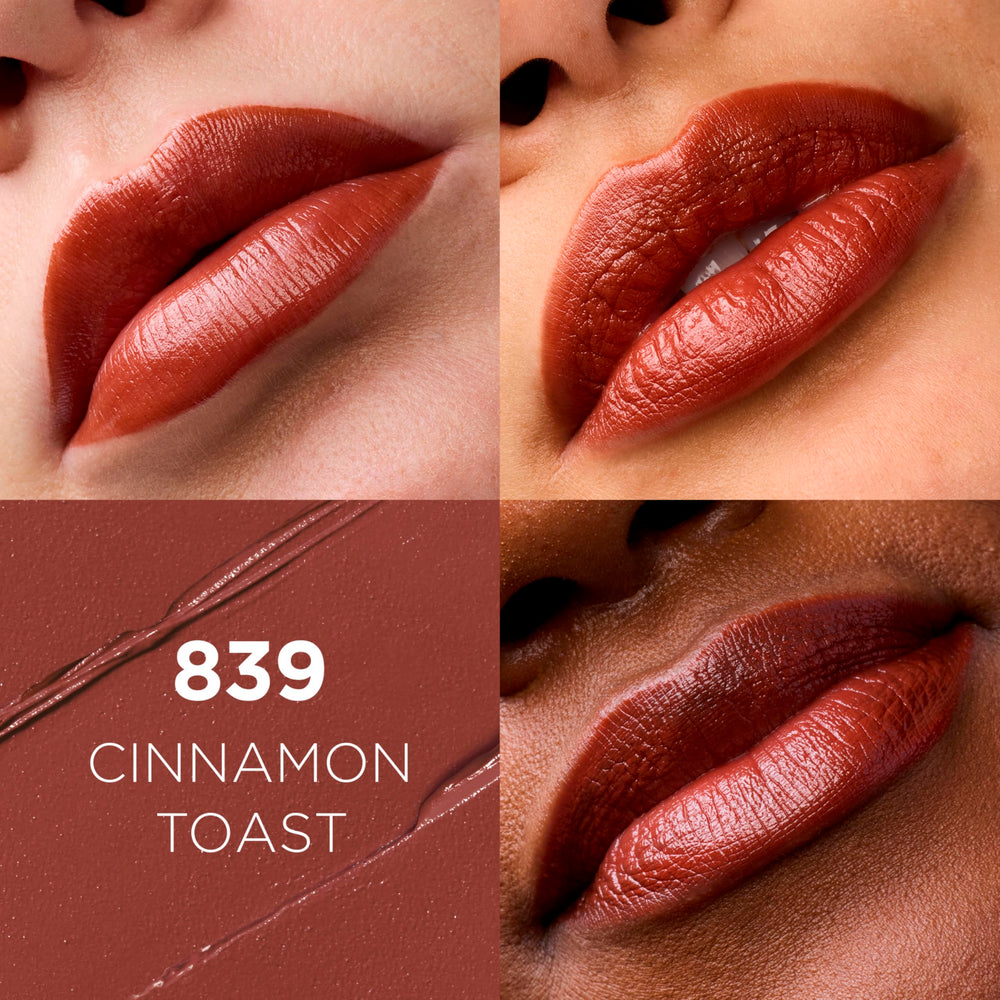 L'Oreal Paris Colour Riche Cinnamon Toast swatch demonstrates warm nude-brown shade and hydrating feel.