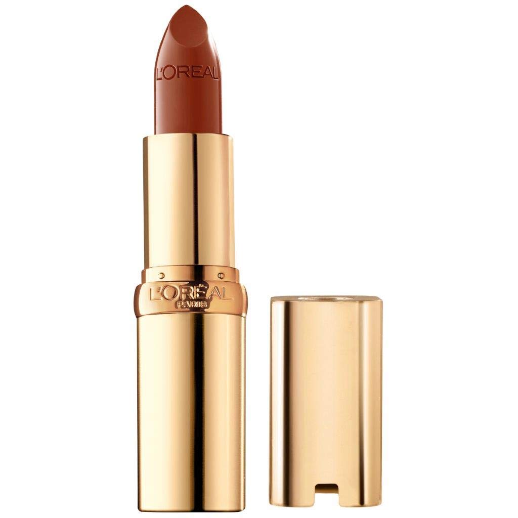 L'Oreal Paris Colour Riche Cinnamon Toast lipstick tube showing creamy satin finish for versatile wear.