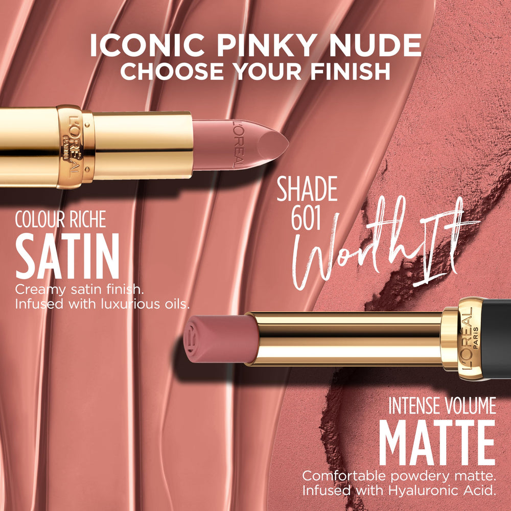 L'Oreal Paris Colour Riche Satin Lipstick packaging and branding detail.