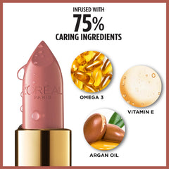 L'Oreal Paris Colour Riche Satin Lipstick includes vitamin E for soft lips.