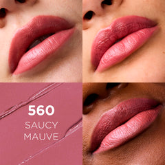 L'Oreal Paris Colour Riche Saucy Mauve swatches show rich, moisturizing shade.