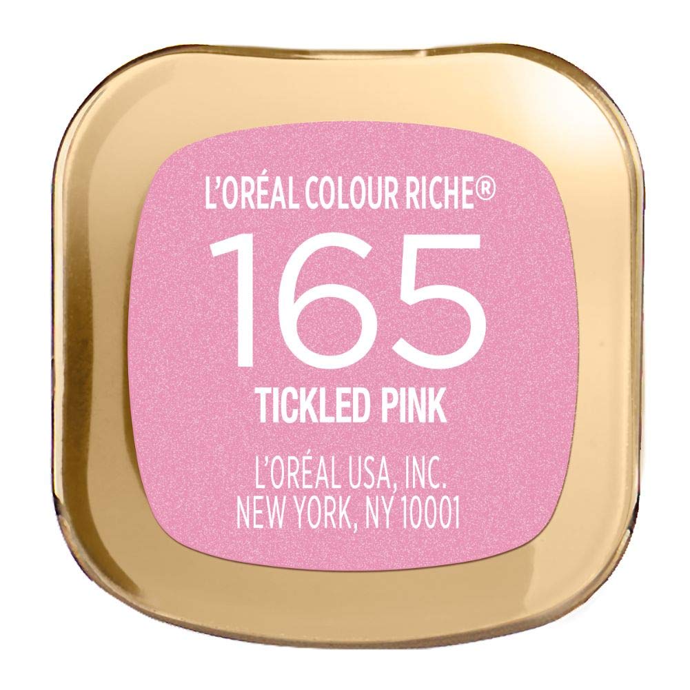 L'Oreal Paris Tickled Pink swatch on skin reveals rich satin color and even spread.