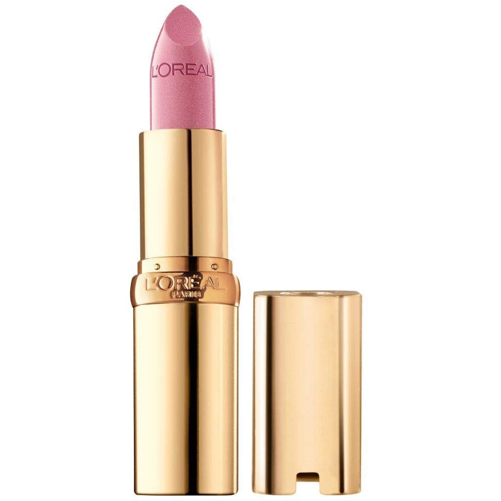 L'Oreal Paris Colour Riche Tickled Pink lipstick tube close-up showing creamy hydration.