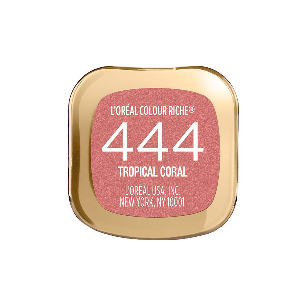 L'Oreal Paris Colour Riche Tropical Coral lipstick tube in premium packaging.