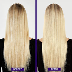 L'Oreal Paris Elvive Color Vibrancy Purple Shampoo color swatch shows neutralized brassy tones.