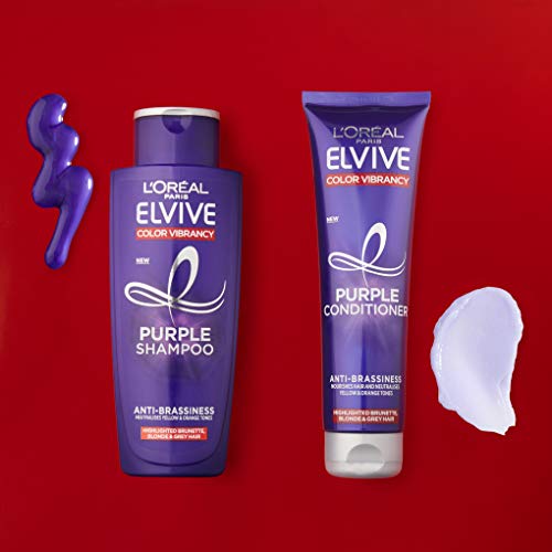 L'Oreal Paris Elvive Color Vibrancy Purple Shampoo with pump enables easy weekly application.