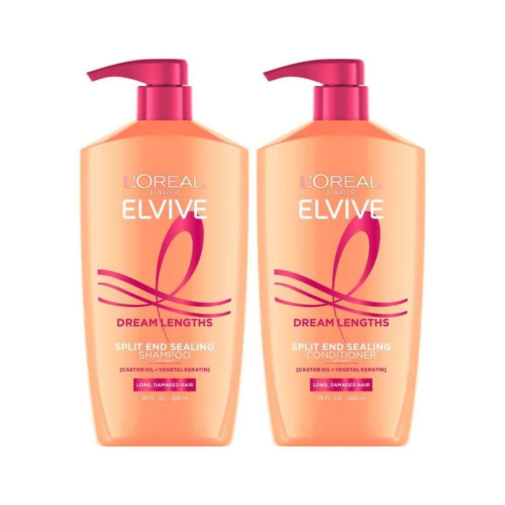 L'Oreal Paris front packaging of Dream Lengths set showing both bottles and benefits