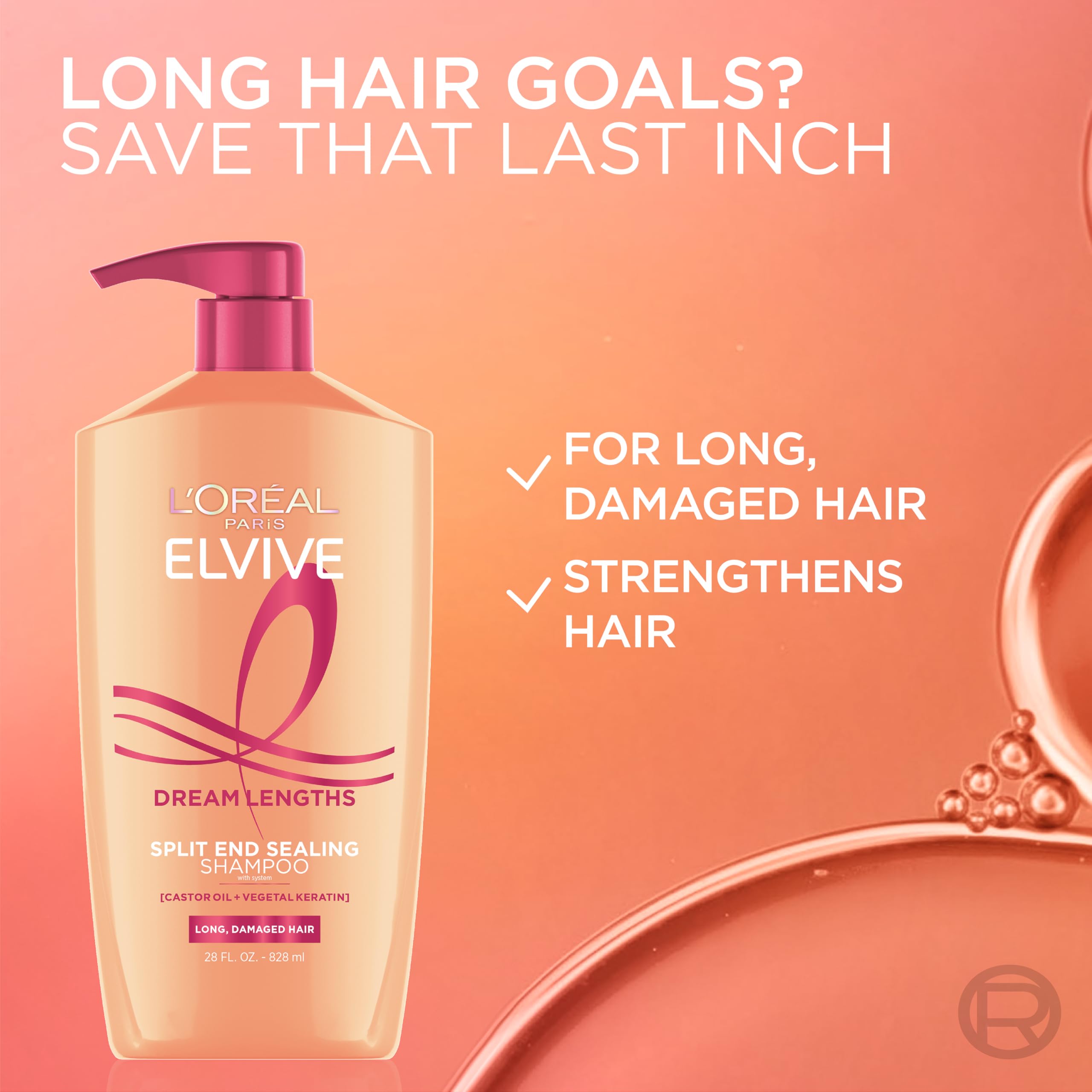 L'Oreal Paris before and after long hair image demonstrating reduced breakage