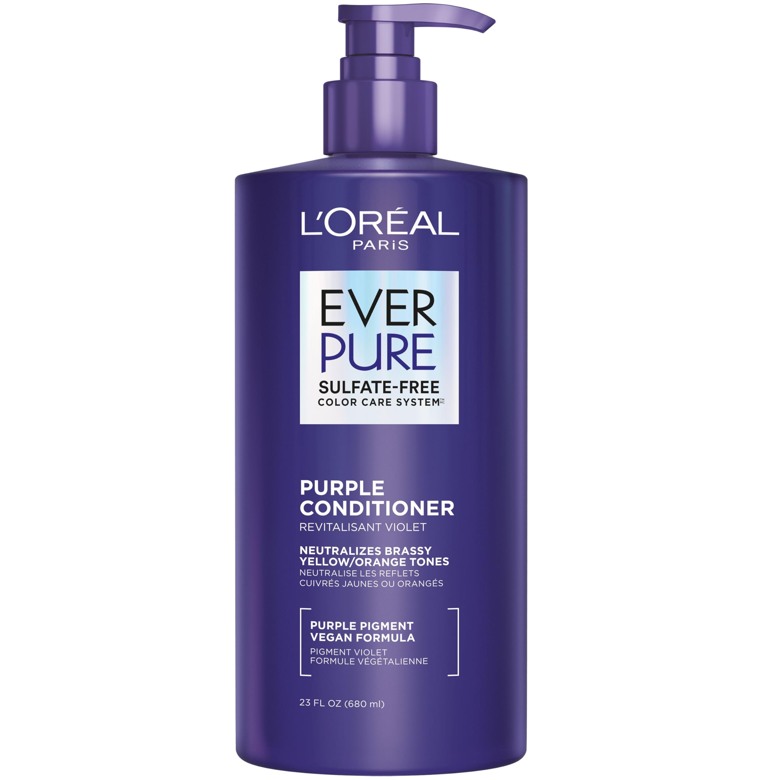 L'Oreal Paris EverPure Brass Toning Conditioner bottle front shows color-safe care.