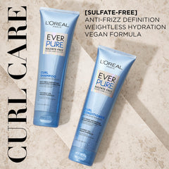L’Oréal Paris EverPure conditioner bottle demonstrates curl-definition and easy detangling