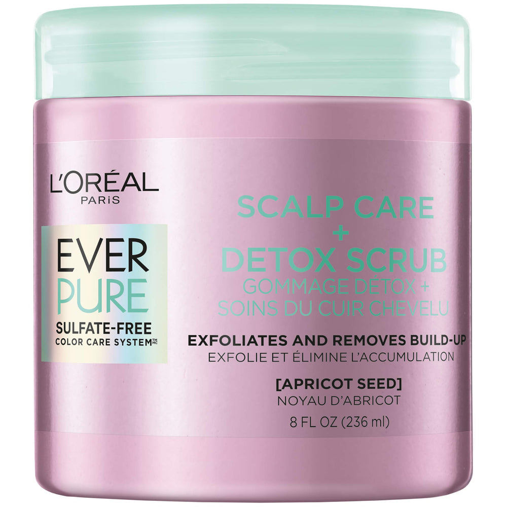 L'Oreal Paris EverPure exfoliating scalp scrub with apricot seed purifies scalp