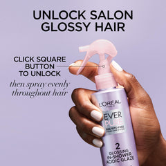 Close-up of glossy hair after EverPure finish showing vibrant shine