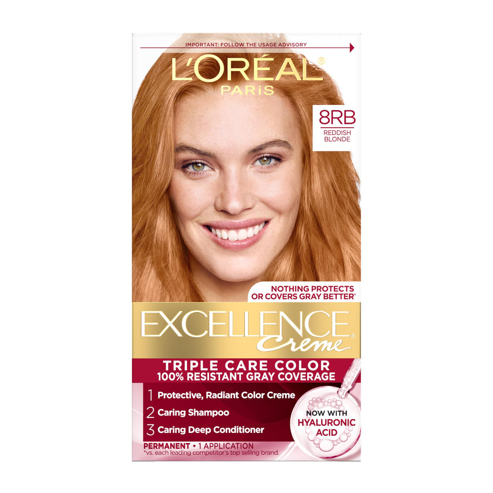 L'Oreal Paris Excellence Crème Pro-Keratine bottle shows gray coverage and protection