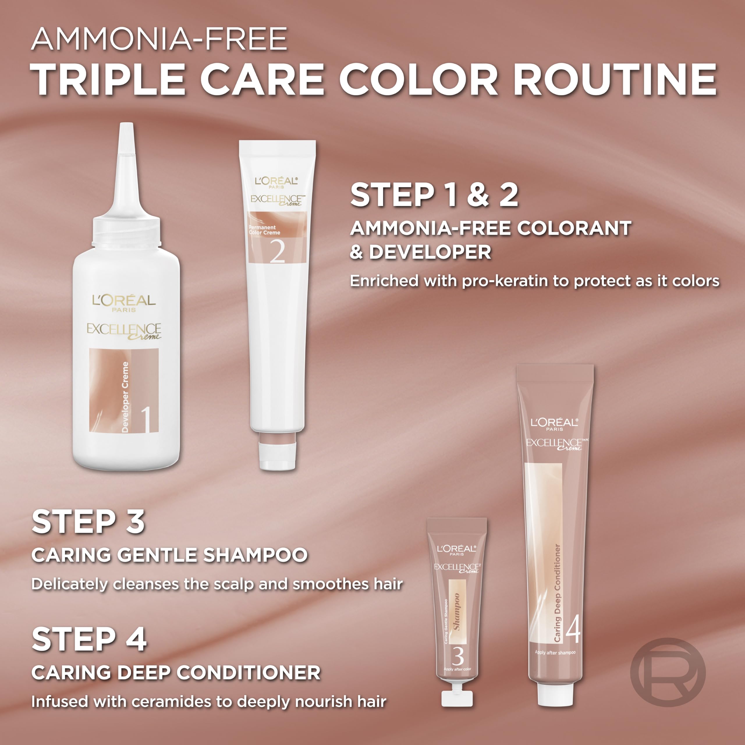 L'Oreal Paris Excellence Universal Nudes Caring Deep Conditioner nourishes with ceramides