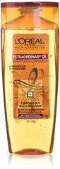 L'Oreal Paris Extraordinary Oil Shampoo bottle front shows hydration for dry hair.