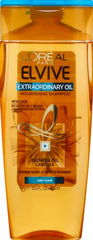 L'Oreal Paris Extraordinary Oil Shampoo bottle side highlights lightweight nourishment.