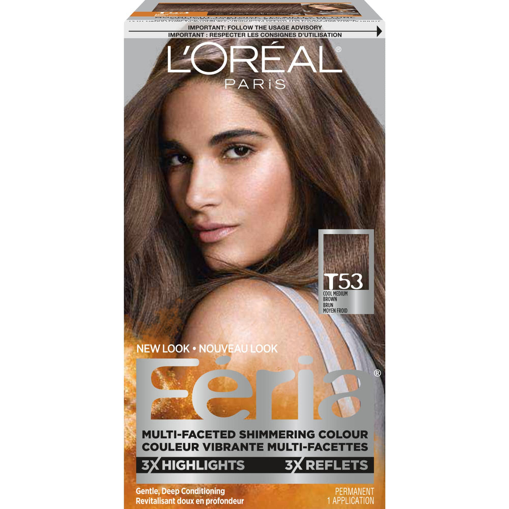 L'Oreal Paris Feria Moonlit Tortoise bottle and pack for at-home shimmering color.
