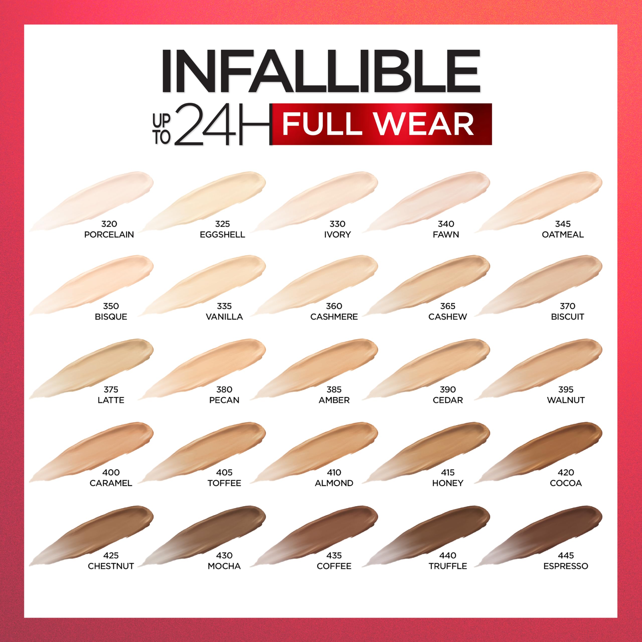 L'Oreal Paris Full Wear Concealer 25-shade range available for diverse skin tones.
