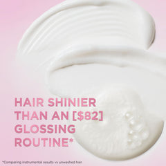 L'Oreal Paris glossing mask before and after shine comparison demonstrating improved gloss