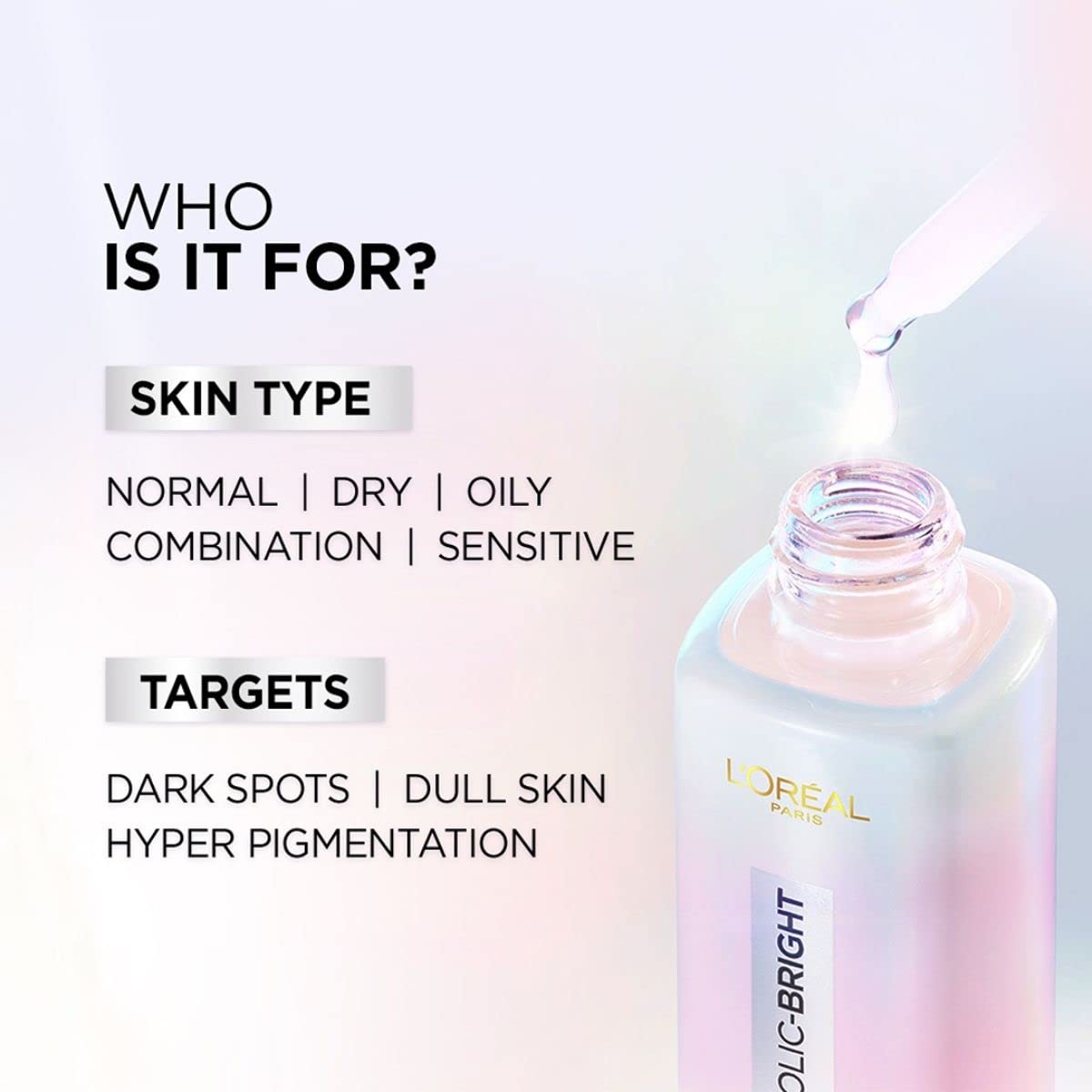 L'Oreal Paris Glycolic Bright packaging shot highlighting dermatologist-tested formula