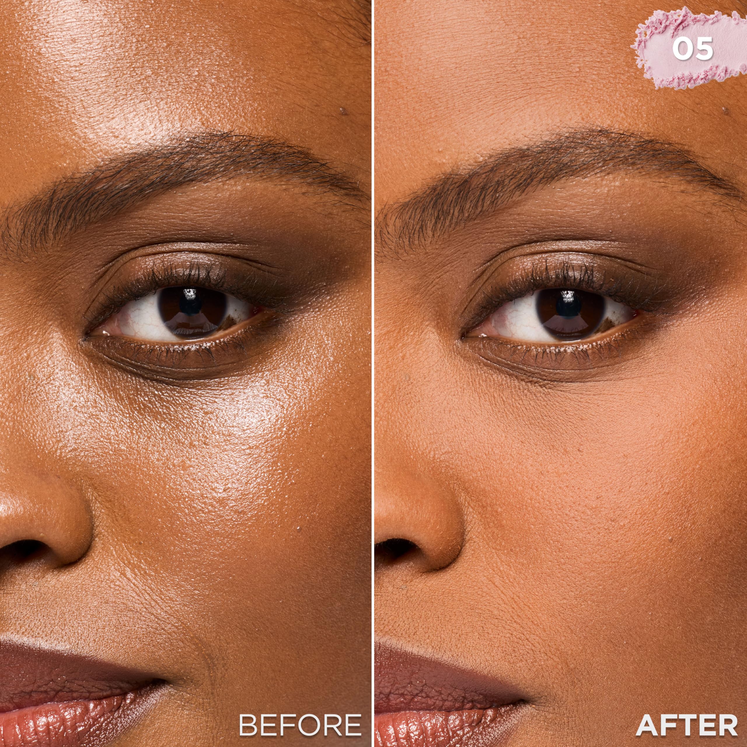 L'Oreal Paris Infallible Blur-fection powder application demonstrates long-wear finish.