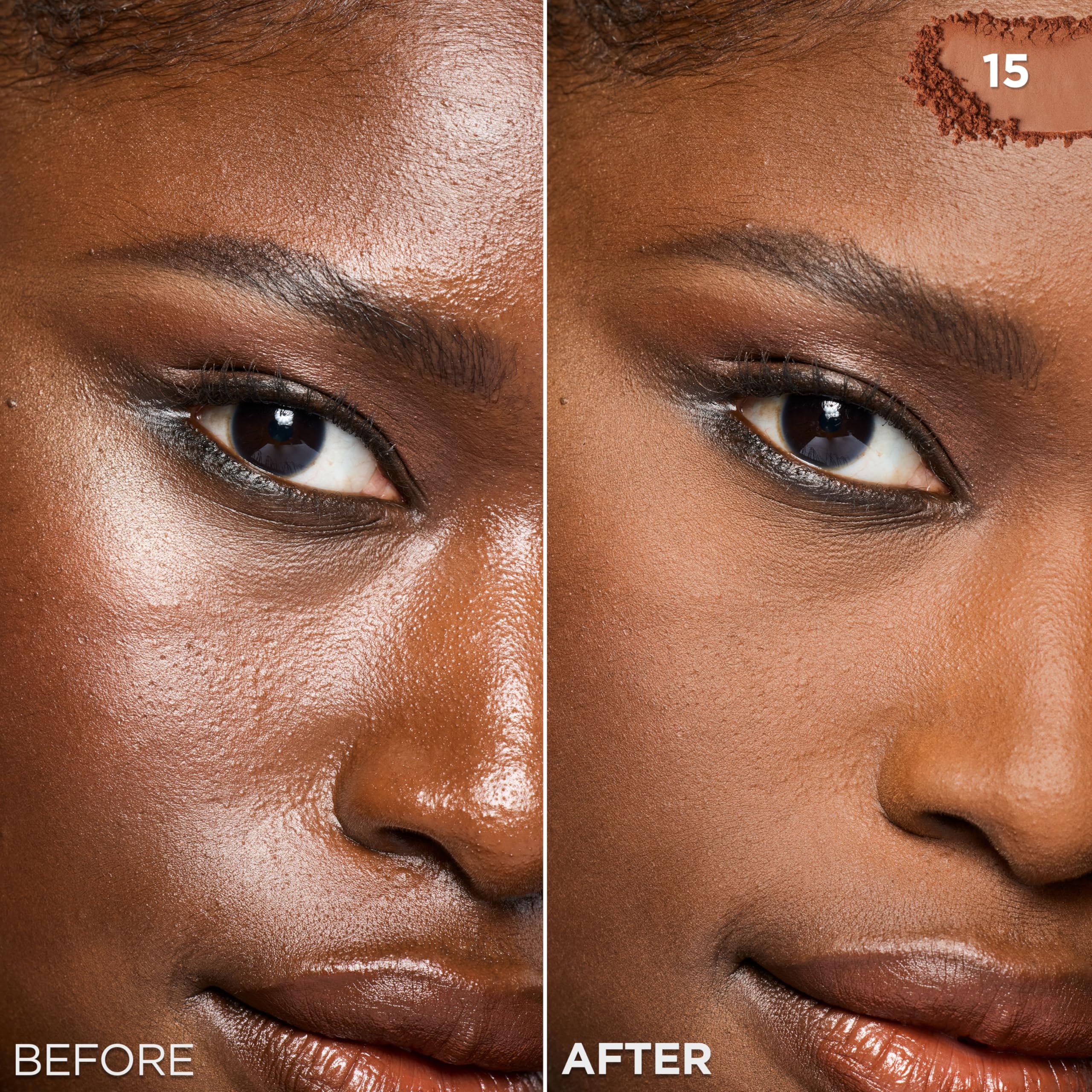 L'Oreal Paris Infallible Blur-fection powder swatch reveals translucent shade with brightening effect.