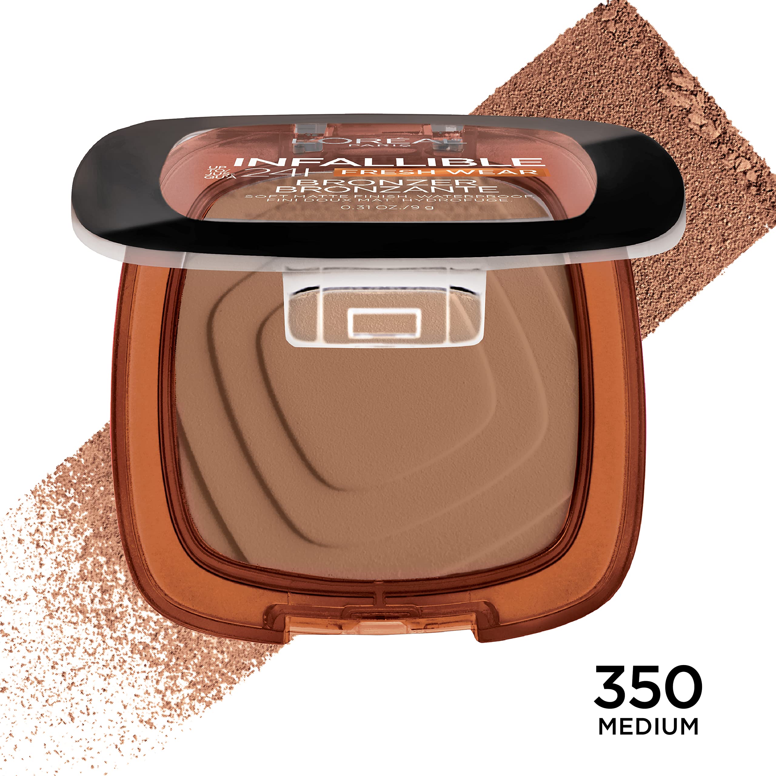 L'Oreal Paris Infallible bronzer swatch showing sun-kissed warmth