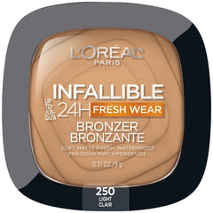 L'Oreal Paris Infallible Bronzer compact closeup with soft matte finish and buildable color.