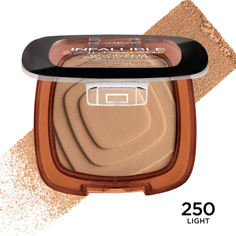 L'Oreal Paris Infallible Bronzer sun-kissed skin swatch for glow.