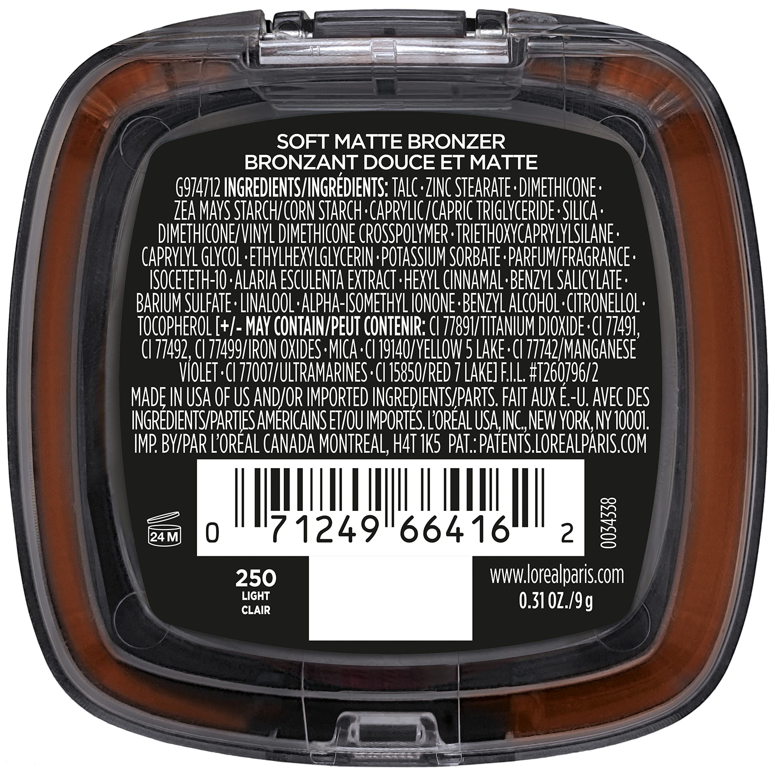 L'Oreal Paris Infallible Bronzer waterproof formula shown for sweat resistance.