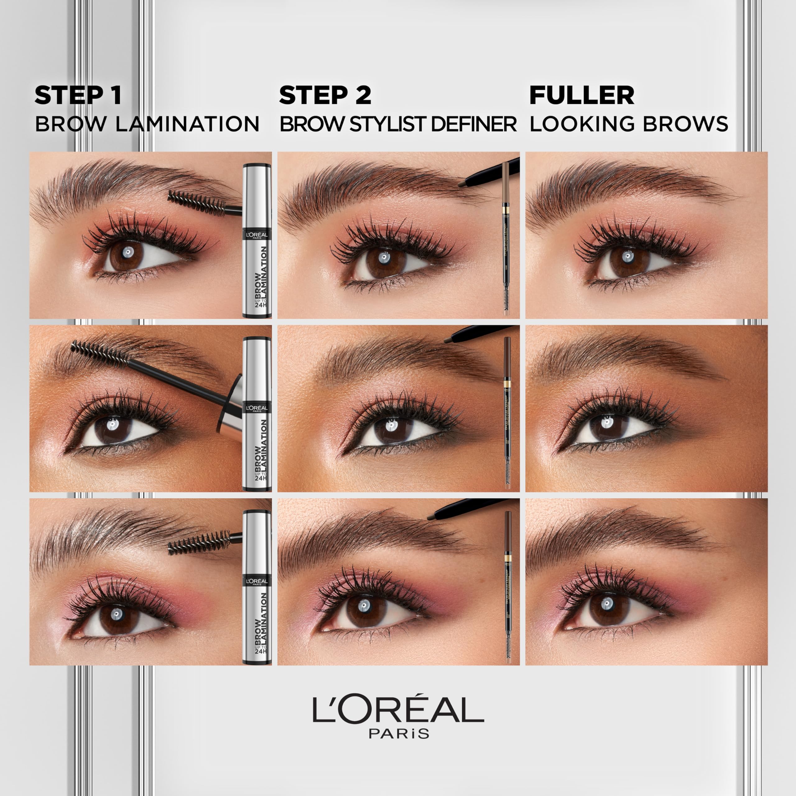 L'Oreal Paris Infallible Brow Lamination angled applicator enables precise lift.