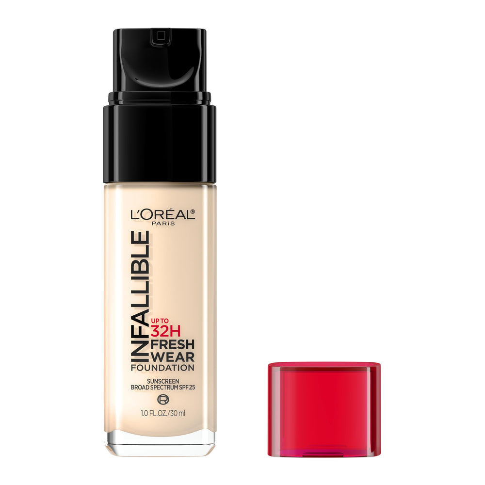 L’Oréal Paris Infallible Fresh Wear bottle close-up showing longwear formula
