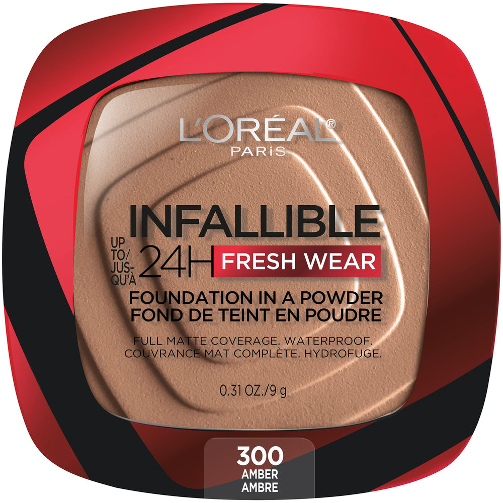 L'Oreal Paris Infallible Fresh Wear: fondo-polvo con textura ligera para cobertura duradera.