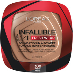 L'Oreal Paris Infallible Fresh Wear: fondo-polvo con textura ligera para cobertura duradera.