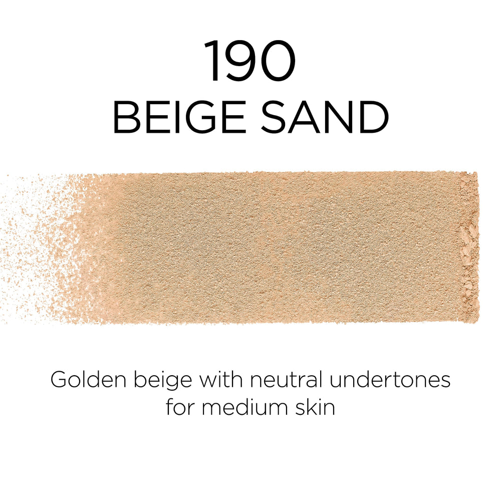 L’Oréal Paris Infallible Fresh Wear Beige Sand swatches on skin for warm undertone match.
